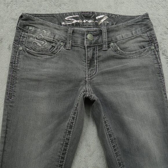 Seven7 Jeans Women's Size 27 Gray Low-Rise Skinny Denim 29" Inseam Distressed - Picture 14 of 16